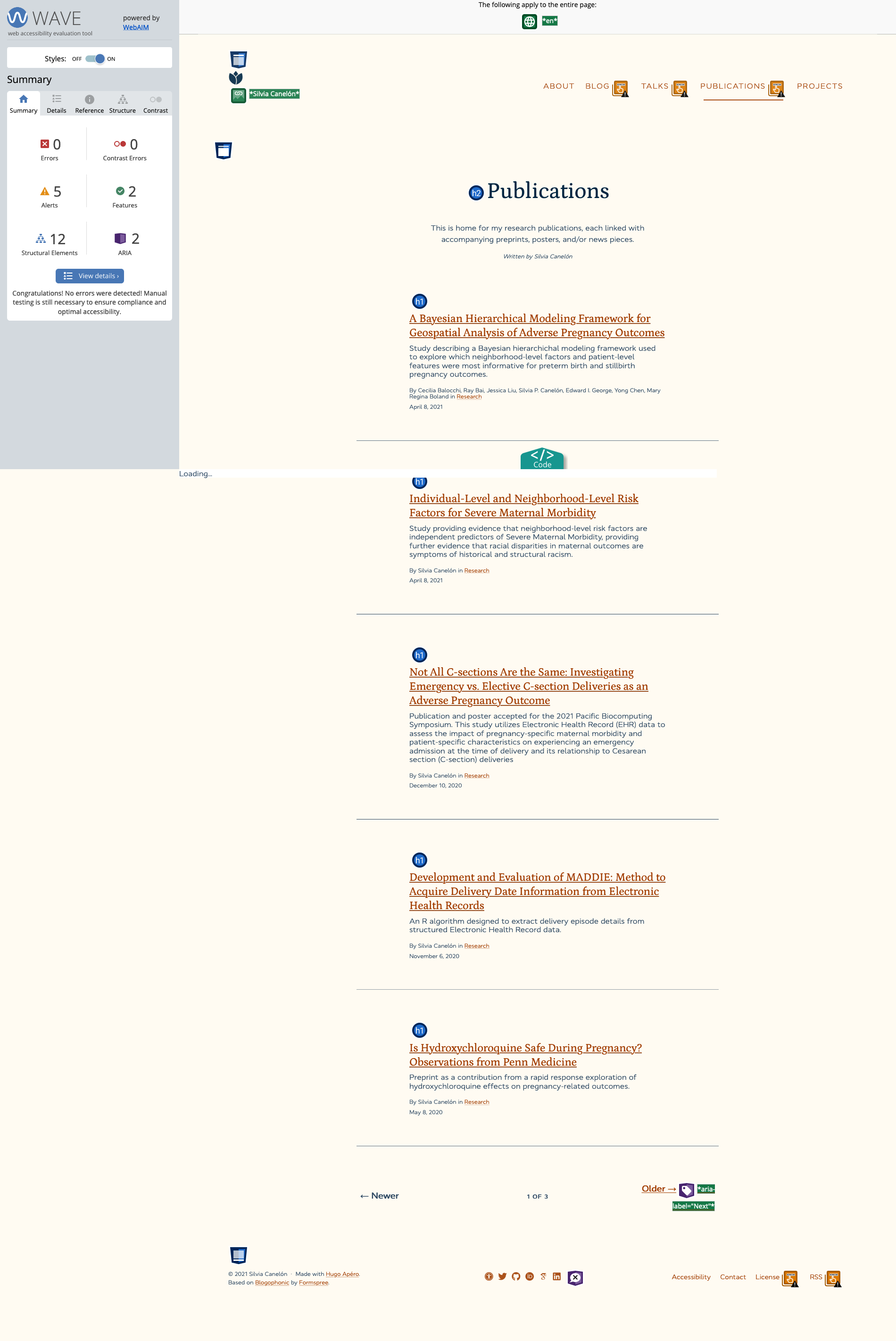 Figure 11: Audit for my Publication listing page in full page view