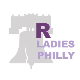 Logo for R-Ladies Philly featuring the Liberty Bell in the background